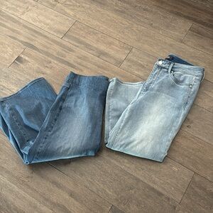 BUNDLED LOT - 2 Pairs NYDJ Jeans - Marilyn Straight-Leg Cropped & Pull On Size 8